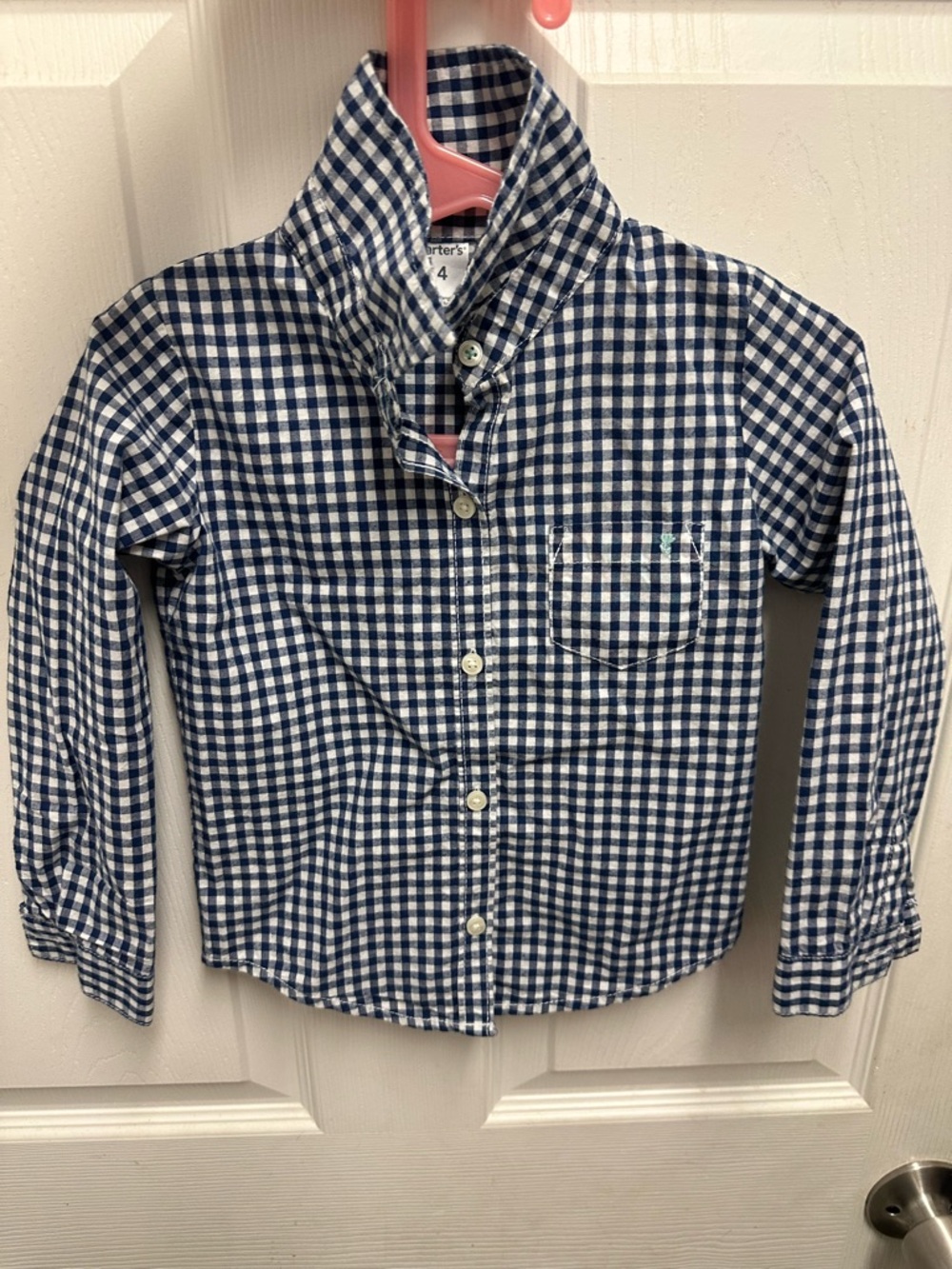 Carter's Navy & White Gingham Button-Down Shirt